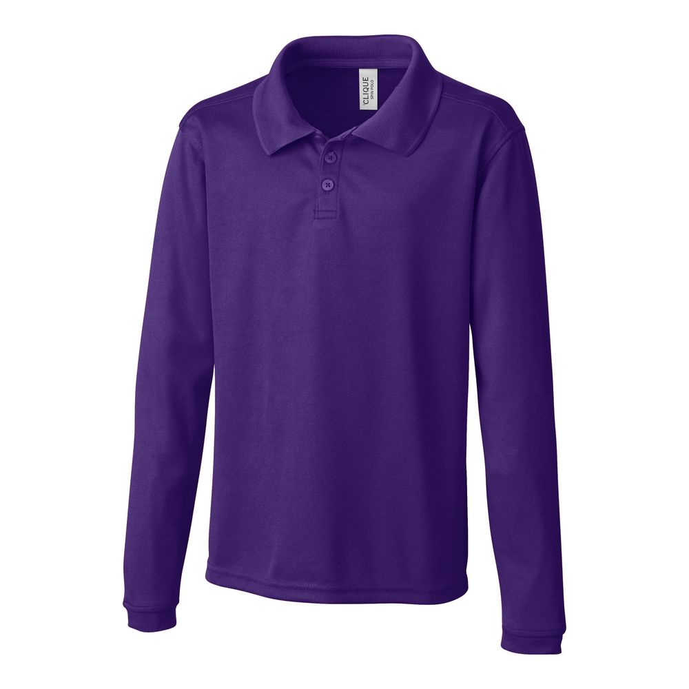 NWT Clique Royal Purple Long Sleeve Spin Youth Polo